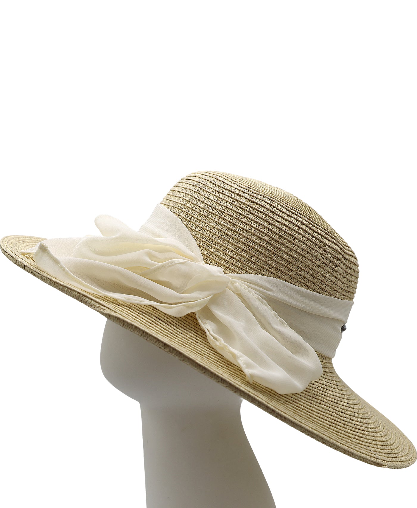 Straw Hat w/ Chiffon Bow view 1