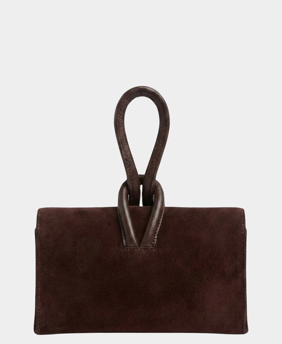 
Suede Loop Handle Handbag in BURGUNDY view 2