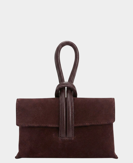 
Suede Loop Handle Handbag in BURGUNDY view 1