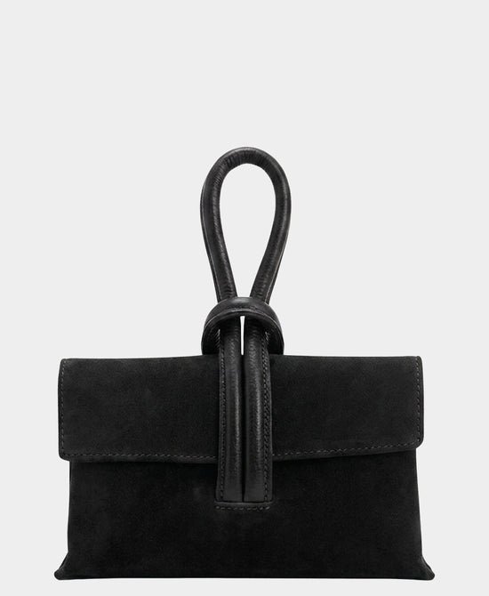 
Suede Loop Handle Handbag in BLACK view 1