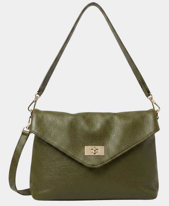 
Leather Envelope Crossbody Bag in DARK OLIVE view 1