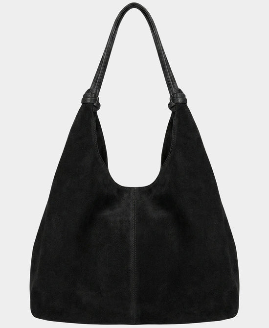 
Suede Hobo Bag w/ Knotted Handles in BLACK view 2