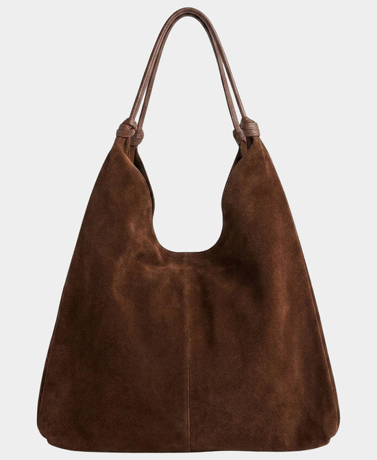 
Suede Hobo Bag w/ Knotted Handles in BROWN view 2