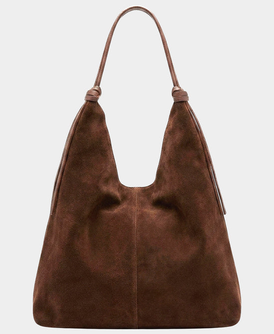 
Suede Hobo Bag w/ Knotted Handles in BROWN view 1