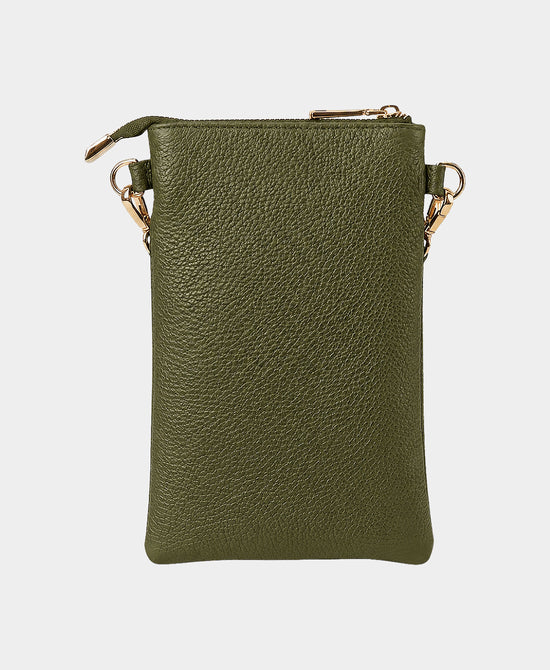 
Leather Cellphone Crossbody Bag in OLIVE view 2