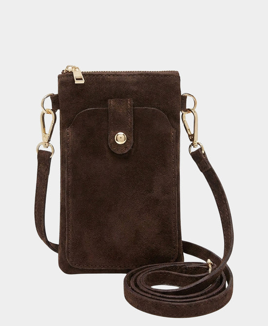 
Suede Cellphone Crossbody Bag in CHOCOLATE view 1