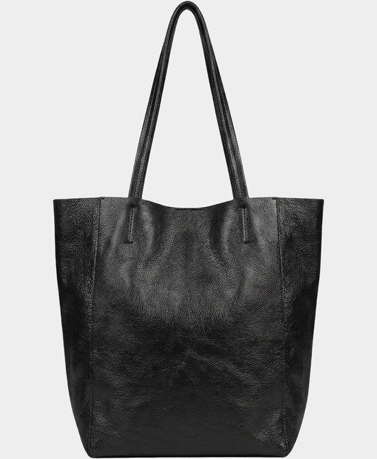 
metallic shopper tote in BLACK view 1
