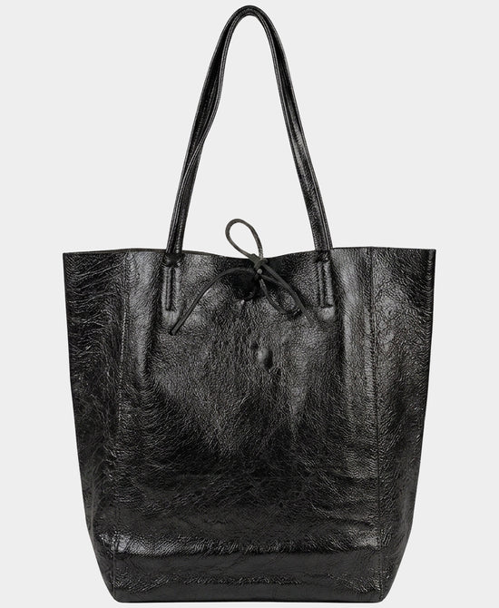 
metallic shopper tote in BLACK view 2