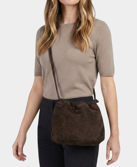 
Suede Crossbody Bag in DARK BROWN view 2