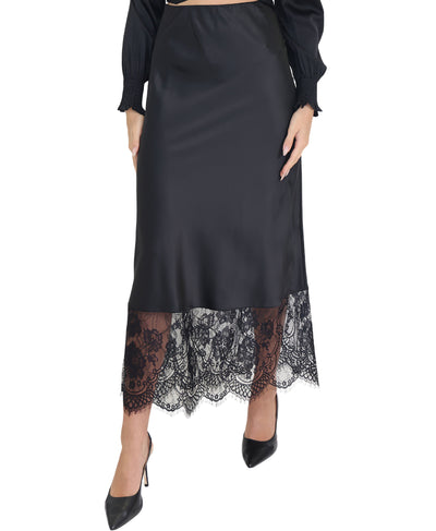 Maxi Slip Skirt w/ Lace Hem image 1