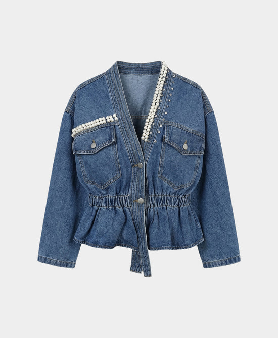 
Denim Jacket w/ Studs & Rhinestones in BLUE view 1