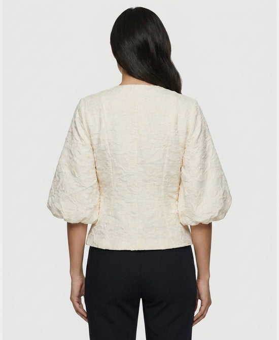 
Jacquard Blouse w/ Puff Sleeves in IVORY view 2