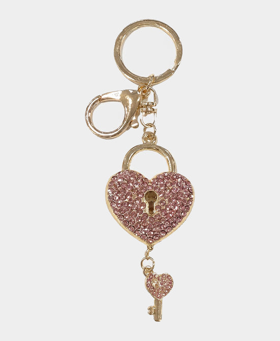 Crystal Heart w/ Key Keychain/Bag Charm view 
