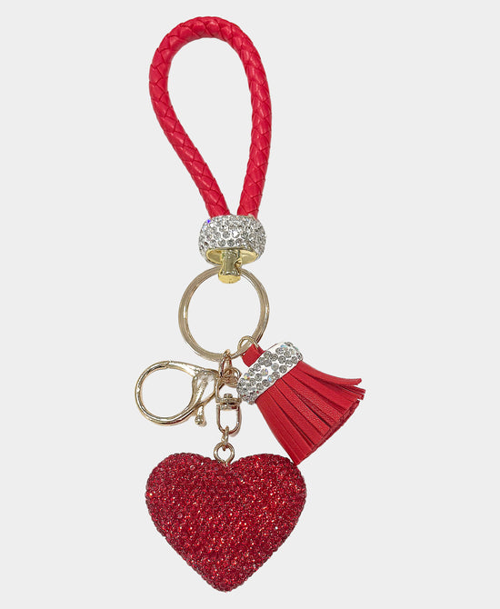 Crystal Heart w/ Tassel Keychain/Bag Charm view 