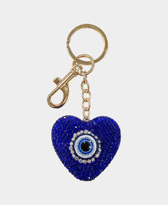 Crystal Heart w/ Evil Eye Keychain/Bag Charm view 1