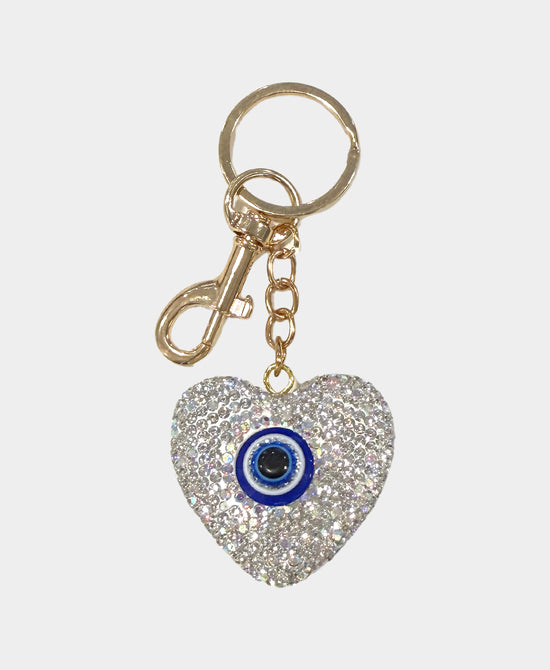 Crystal Heart w/ Evil Eye Keychain/Bag Charm view 