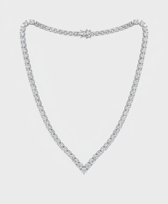 
Cubic Zirconia "V" Tennis Necklace in SILVER view 2
