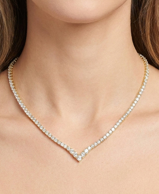 
Cubic Zirconia "V" Tennis Necklace in GOLD view 2