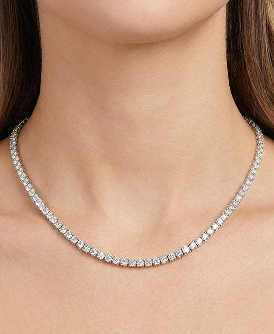 
Cubic Zirconia Round Tennis Necklace in SILVER view 1
