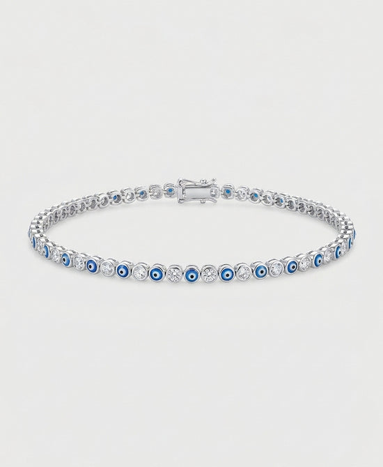 
Large Evil Eye Cubic Zirconia Bracelet in SILVER/BLUE view 2