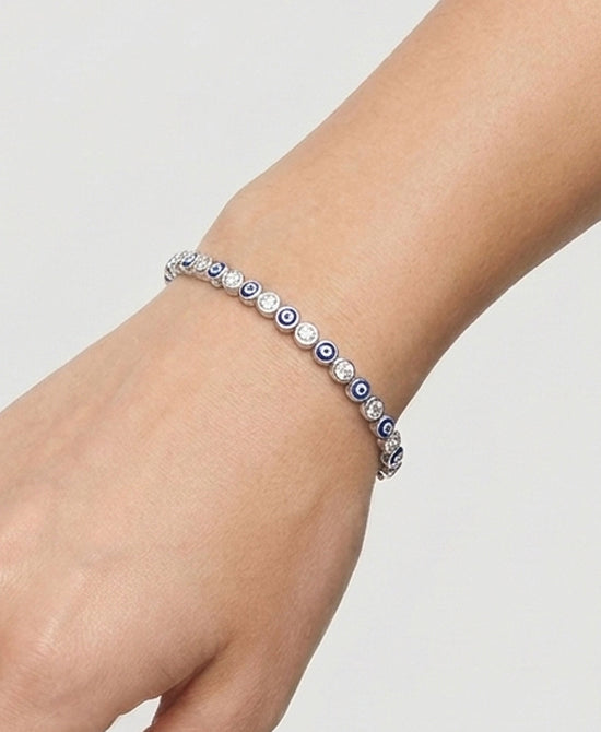 
Large Evil Eye Cubic Zirconia Bracelet in SILVER/BLUE view 1