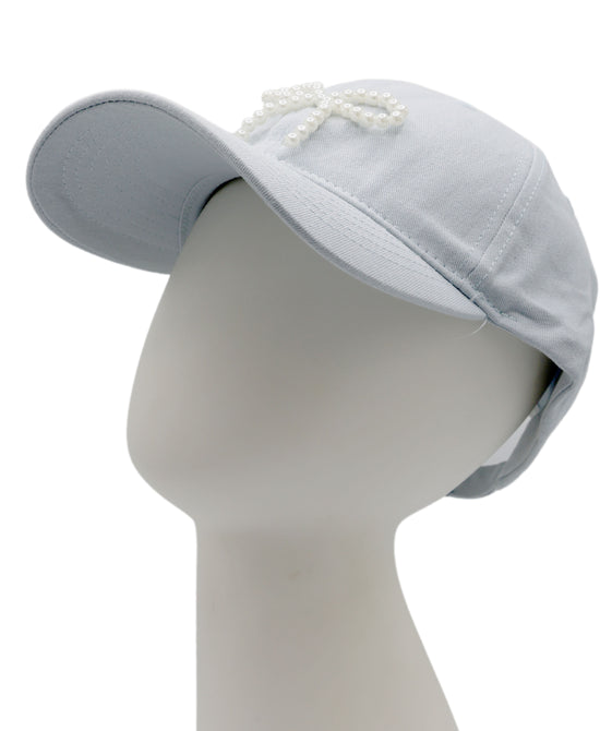 Baseball Hat w/ Pearl Bow view 