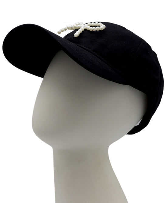 Baseball Hat w/ Pearl Bow view 