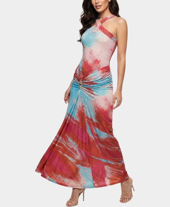 
Halter Maxi Dress in RED/BLUE view 1