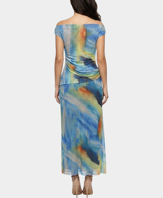 
Mesh Print Maxi Dress in BLUE MULTI view 2