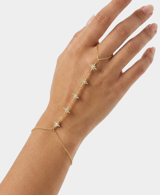 
Sterling Silver Starburst Hand Chain in GOLD view 1
