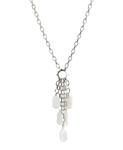 Chain Necklace w/ Chain & Pearl Tassels image 1