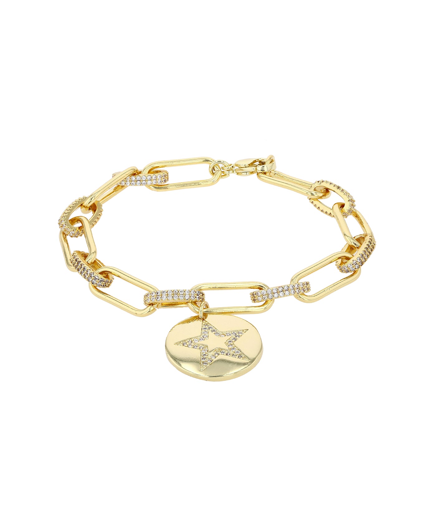 CZ Oval Chain Bracelet w/ CZ Star Charm image 1