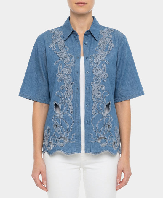 Embroidered Denim Shirt view 