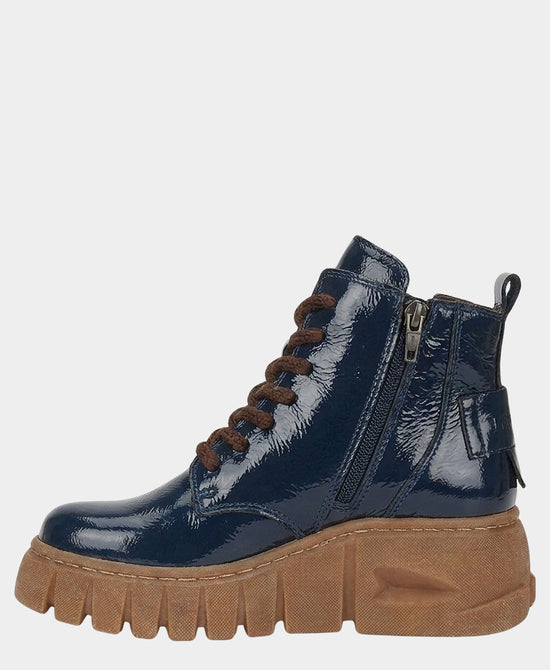 
Patent Leather Lace Up Platform Bootie in NAVY/BROWN view 2