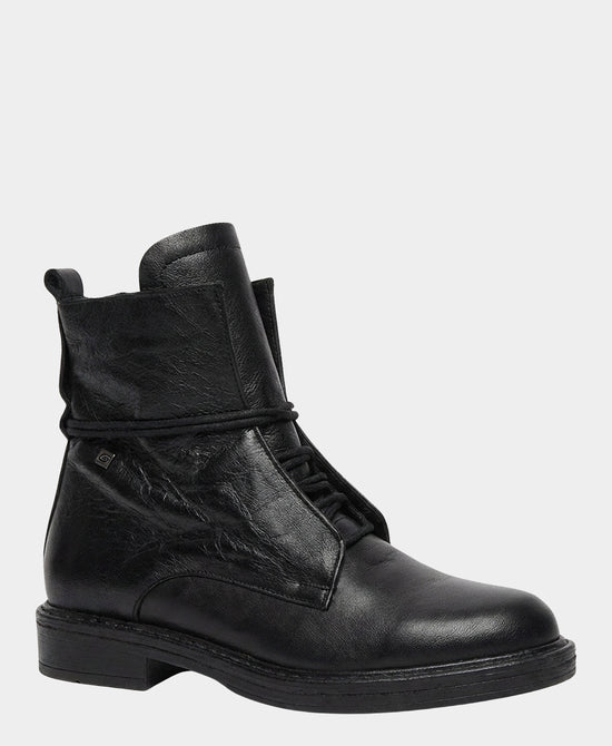 
Leather Lace Up Bootie in BLACK view 1