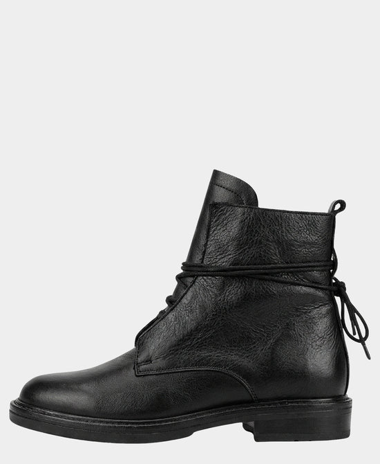 
Leather Lace Up Bootie in BLACK view 2