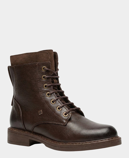 
Leather Lace Up Bootie in BROWN view 1