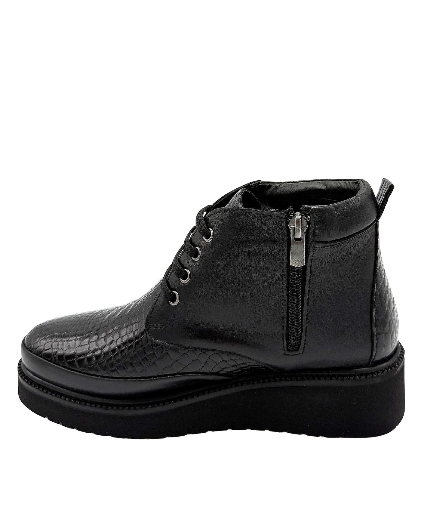Leather Croc-Print Platform Boot view 2