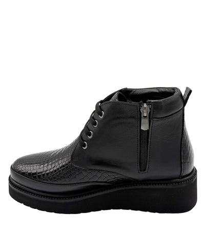 Leather Croc-Print Platform Boot image 2