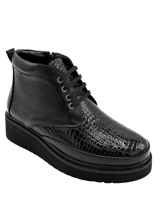 Leather Croc-Print Platform Boot view 