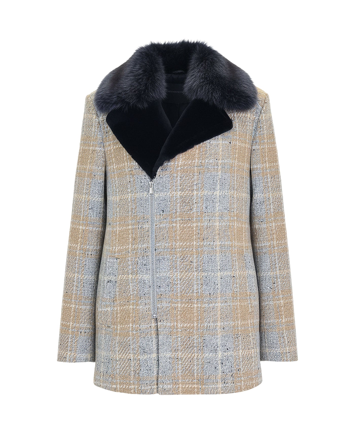 Wool Coat w/ Fox Fur Trim view 2