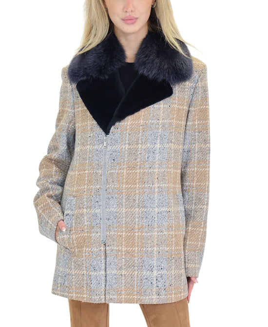 Wool Coat w/ Fox Fur Trim view 