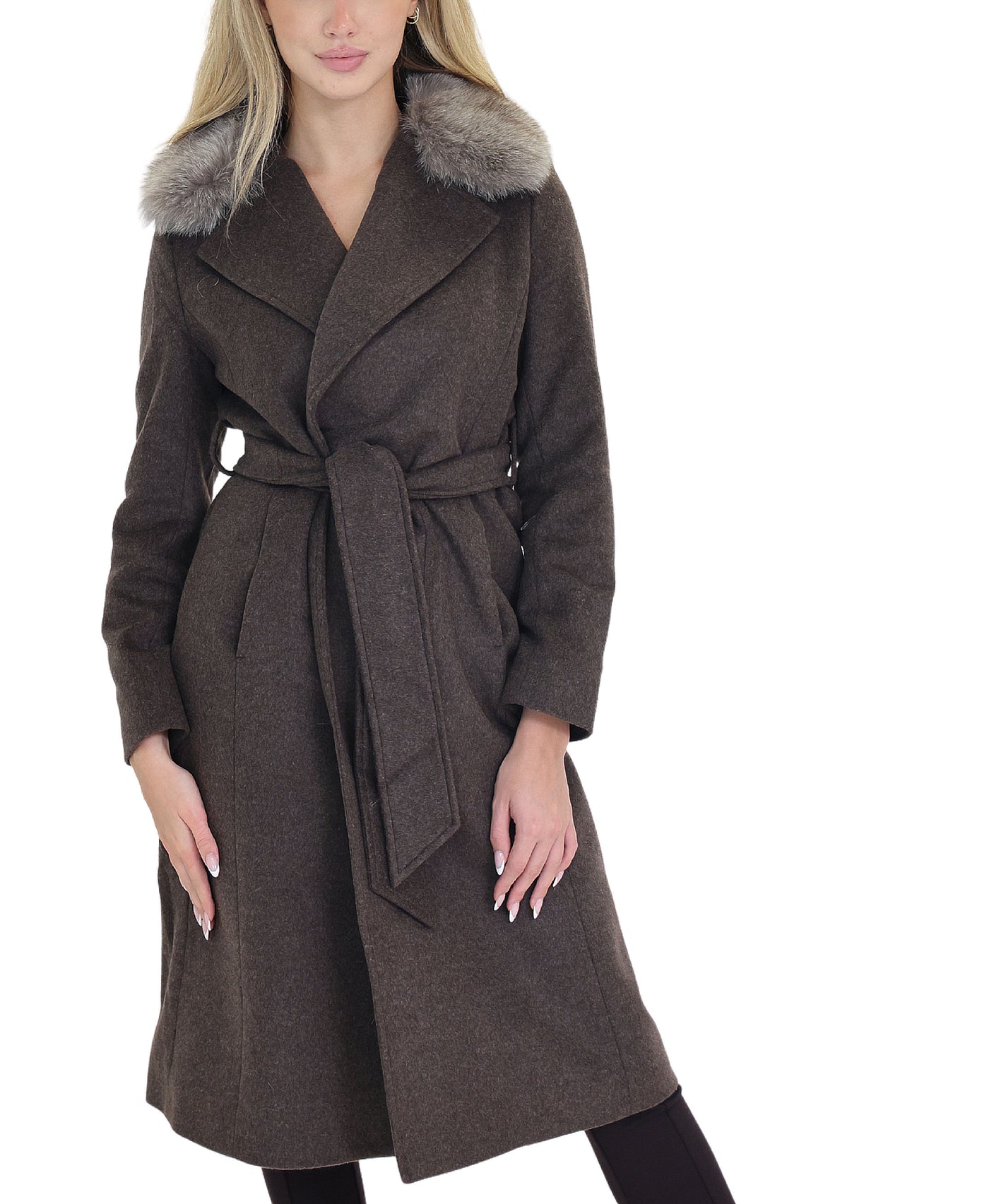 Wool Coat w/ Fox Fur Trim view 1