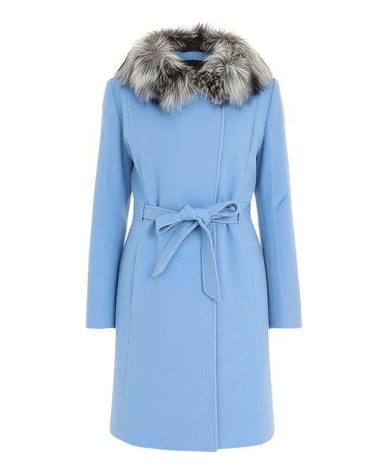 Wool Coat w/ Fox Fur Trim view 