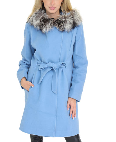 Wool Coat w/ Fox Fur Trim image 1