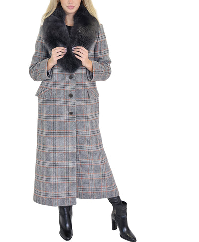 Wool Coat w/ Fox Fur Trim image 1