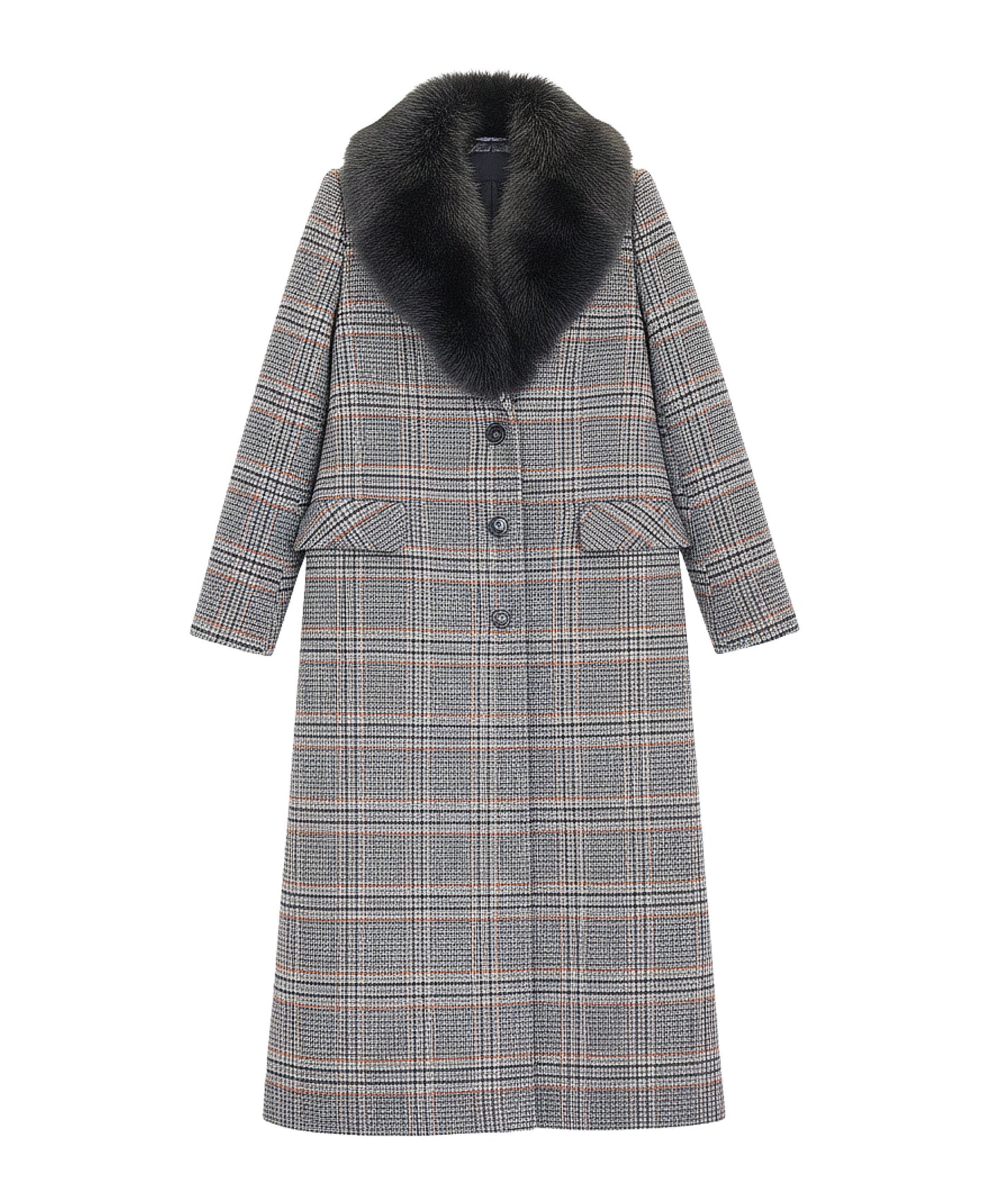 Wool Coat w/ Fox Fur Trim view 2