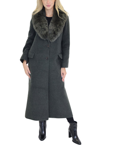 Wool Coat w/ Fox Fur Trim image 1