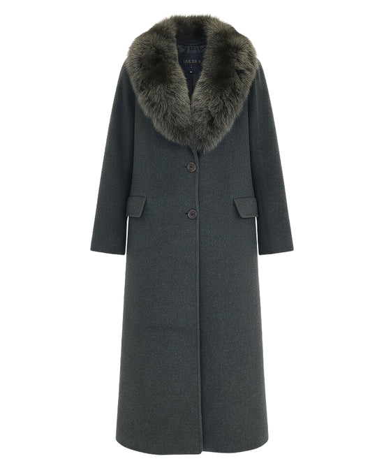 Wool Coat w/ Fox Fur Trim view 