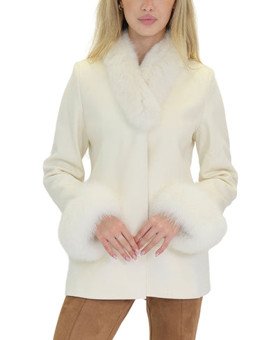 Wool Coat w/ Fox Fur Trim image 1